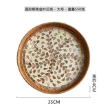 Handwoven Rattan Tray Bread Woven Storage Baskets Fruit Cake Snacks Round Picnic Basket Dinner Serving Trays Kitchen Supplies