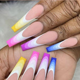 24pcs/set Press On False Nails Cute Nail Art Wearable Fake Nails Heart Tips With Glue and Sticker With Wearing Tools As Gift