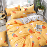 Cute Bear Bedding Set Girls Boys Kids Single Double Size Flat Sheet Duvet Cover Pillowcase Bed Linens White Blue Home Textile