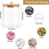 Makeup Organizer Cosmetic Storage Box Bathroom Jar Cotton Swab Cotton Pad Jewelry Organizer Bamboo Cover Round Storage Container