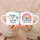 Personalized Custom Name Enamel Mug Creative Retro Coffee Water Cups Drink Dessert Milk Cup Mugs Handle Drinkware Teacher Gifts