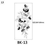 Sexy Black Flower Temporary Tattoos For Women Thigh Men Fake Moon Rose Compass Fake Tatoos Forearm Arm Sleeve Tattoo Stickers