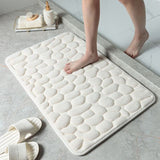 Cobblestone Embossed Absorbent Bath Mat Thicken Non-slip Mat Damp-proof Soft Foot Pad Shower Room Doormat  Memory Foam Pad