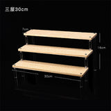 1-5 Tier Acrylic Wooden Display Stand Ransparent Ladder Shelf Hand-made Figure Toy Animation Car Model Perfume Storage Rack