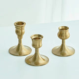 3pc Candlestick Holders Kit Brass Gold Candlestick Set Candle Holders Decorative Candlestick Stand for Wedding Party Dinning