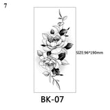 Sexy Black Flower Temporary Tattoos For Women Thigh Men Fake Moon Rose Compass Fake Tatoos Forearm Arm Sleeve Tattoo Stickers