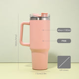 40oz Cute Stainless Steel Thermos Mug Cup with Straw Lid Handle Thermal Flask for Coffee Milk Keep Warm Cool Water Bottle