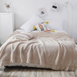 100% Cotton Soft Bed Plaid Home Japenese Knitted Blanket Corn Grain Waffle Embossed Summer Ruffles Warm Plaid Throw Bedspread