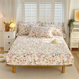 1 pc 100%Cotton Fitted Sheet Floral Flower Printed Bed Cover with Elastaic Queen/King Size Bed Fitted Sheet 180x200cm