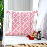 Nordic Decorative Home Pillow Case With Pompom Ball Fluffy Soft Throw Pillow Cover For Sofa Bedroom White 45x45