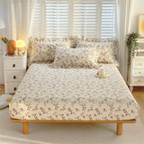 1 pc 100%Cotton Fitted Sheet Floral Flower Printed Bed Cover with Elastaic Queen/King Size Bed Fitted Sheet 180x200cm