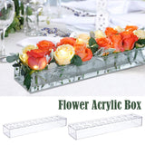 10/12/14/16/18 Holes Clear Acrylic Flower Vase Rectangular For Dining Table Wedding Decoration Rose Gift Box Desktop Home Decor