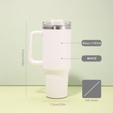 40oz Cute Stainless Steel Thermos Mug Cup with Straw Lid Handle Thermal Flask for Coffee Milk Keep Warm Cool Water Bottle