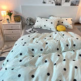 Korean Style Bedding Set Twin Queen Size Cute Cream Cherry Duvet Cover Flat Sheet Pillowcase Polyester Boys Girls Bed Linen