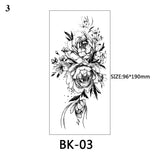 Sexy Black Flower Temporary Tattoos For Women Thigh Men Arm Sleeve Rose Flower Realistic Fake 3D Tatoos Forearm Tattoo Stickers