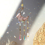 Crystal Moon Amethyst Rainbow Suncatcher Hanging Crystals Stone Sun Catcher Light Catcher Xmas Window Garden Ornaments Outdoor