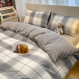 100% Cotton Plaid Geometric Bedding Set  Bed Sheet Pillowcase Fashion Jersey Knit Bed Linens