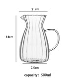 75-500ml Stripe Milk Jug Heat-resistantn Glass Cup With Handle Coffee Milk Tea Separator Fair Cup Home Cafe Drinkware Gift