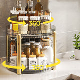 360° Rotating Tray Decorative Tray Organizer Cosmetic Storage Box Kitchen Accessories Snack Seasoning Desktop Multi-layer Shelf