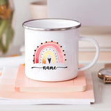 Mug Rainbow Rustic Birthday Christmas Gifts Personalized Enamel Mug for Kid Women Friend Camper Custom Cups Rainbow Mug