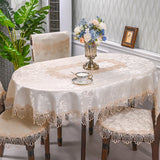 Oval Table Cloth Satin Embroidered Fold Tea Table Europe Dining Table Cover Tablecloth Table Lace Art Dust Cover Chair Cover