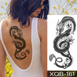 Waterproof Temporary Tattoo Sticker Black Dragon Snake Totem Peony Rose Flower Flash Tatto Women Men Arm Body Art Fake Tattoos