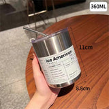 Coffee Cup Thermos 304 Stainless Steel Double -layer Cooler Straw Cup Portable Reusable Ins Ice American Coffee Mug Water Bottle