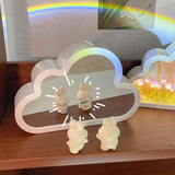 DIY Cloud Tulip LED Night Light Girl Bedroom Ornaments Creative Photo Frame Mirror Table Lamps Bedside Handmade Birthday Gifts