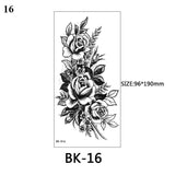 Sexy Black Flower Temporary Tattoos For Women Thigh Men Arm Sleeve Rose Flower Realistic Fake 3D Tatoos Forearm Tattoo Stickers