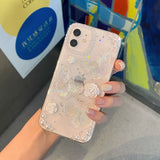 For Apple IPhone 11 12 13 14 Pro Max SE 20 7 8 Plus X XS MAX XR Epoxy Pearl Flowers Butterfly Transparent Phone Case Soft Cover