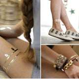 1PC Summer Style Men Women Body Art Gold Metallic Tattoo Sticker  Chain Bracelet Fake Jewelry Waterproof Temporary Tattoo