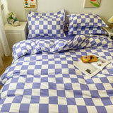 Checkerboard Bedding Set Hot Sale Single Queen Size Flat Sheet Quilt Duvet Cover Pillowcase Polyester Bed Linens Home Textile