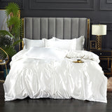 Silk Bedding Set with Duvet Cover Bed Sheet Pillowcase Luxury Satin Bedsheet Solid Color King Queen Full Twin Size