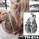 Waterproof Temporary Tattoo Sticker Lion Family Flash Tatto Tiger Wolf Moon Crown Flower Body Art Arm Fake Tatoo Men Women