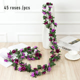 1pcs Artificial Flowers Vine 45pcs / 69pcs Rose DIY Wedding Decoration Fake Flower Home Room Decor Wall Hanging Garland Plants