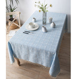 Three-dimensional Jacquard Checkered Tablecloth,Cotton Linen Tassels Dust-Proof Table Cover,For Dinning Party Wedding Decor