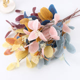 Artificial Flowers Eucalyptus Leaves Branch Fake Plant Decoration for Wedding Home Flower Arrangement Blue Pink Eucalyptus Decor