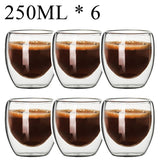 2-18PCS Double Wall High Borosilicate Glass Mug Heat Resistant Tea Milk Juice Coffee Water Cup Bar Drinkware Gift Creativity Set