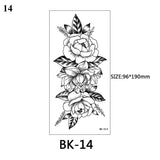 Sexy Black Flower Temporary Tattoos For Women Thigh Men Fake Moon Rose Compass Fake Tatoos Forearm Arm Sleeve Tattoo Stickers