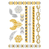 1PC Summer Style Men Women Body Art Gold Metallic Tattoo Sticker  Chain Bracelet Fake Jewelry Waterproof Temporary Tattoo