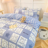 Cotton Home Textile Rose Floral Bedding Set Boy Girl Duvet Cover Flat Sheet Pillowcase Aesthetic Bedcloth Double Queen Bed Linen