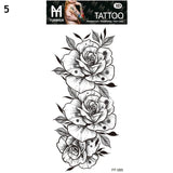 Sexy Black Flower Temporary Tattoos For Women Thigh Men Fake Moon Rose Compass Fake Tatoos Forearm Arm Sleeve Tattoo Stickers