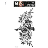 Sexy Black Flower Temporary Tattoos For Women Thigh Men Fake Moon Rose Compass Fake Tatoos Forearm Arm Sleeve Tattoo Stickers