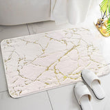 Bath Mats for Bathroom Luxury White and Gold Non Slip and Soft Bathroom Rug Absorbent Bath Rug Decor for Kitchen Indoor