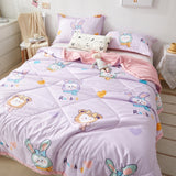 Cute Space Bear Printed Spring Summer Comforter Adults Children Soft Breathable Quilting Quilt Single Double Bed Blanket Quilts