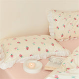 Korean Princess Style Lotus Leaf Lace Pillowcase 100% Cotton Plant Floral Cushion Cover Bed Head Pillow Cover Home Deco