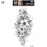 Sexy Black Flower Temporary Tattoos For Women Thigh Men Fake Moon Rose Compass Fake Tatoos Forearm Arm Sleeve Tattoo Stickers