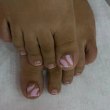 24Pcs False Toes Nails French Square Nude Color Nature Fake Toe Nails Feet Nail Tips Artificial Press On Toenails for Women