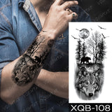 Waterproof Temporary Tattoo Sticker Lion Family Flash Tatto Tiger Wolf Moon Crown Flower Body Art Arm Fake Tatoo Men Women