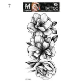 Sexy Black Flower Temporary Tattoos For Women Thigh Men Arm Sleeve Rose Flower Realistic Fake 3D Tatoos Forearm Tattoo Stickers